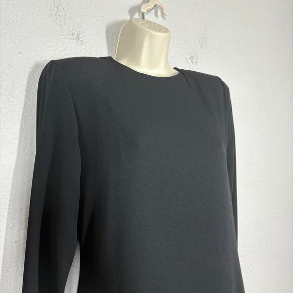 Vintage Victor Costa Ribbon Trim Sheath Dress Black Event Flower Applique Trim M - Picture 6 of 12